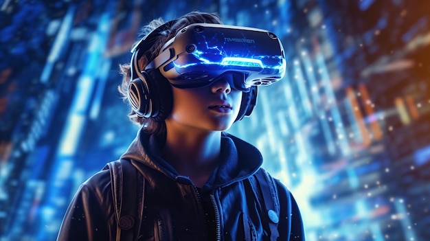 Ein Teenager interagiert mit der virtuellen Realität