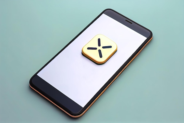 Foto ein telefon mit einem goldenen quadrat auf dem bildschirm