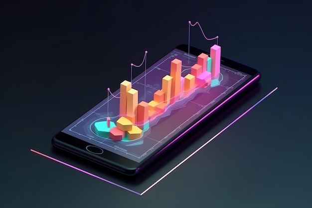 Ein Telefonbildschirm mit einem bunten Balkendiagramm darauf