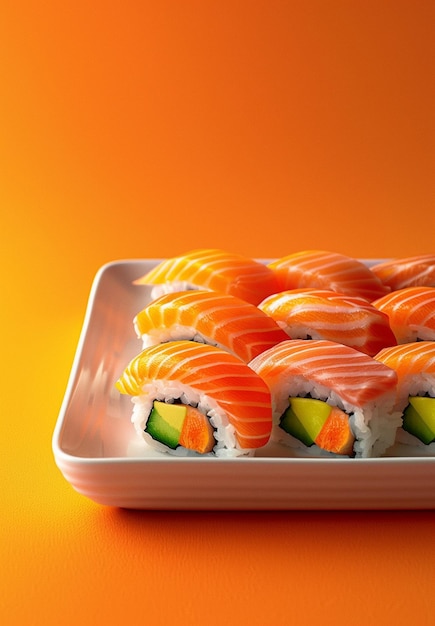 Foto ein teller lachs-sushi