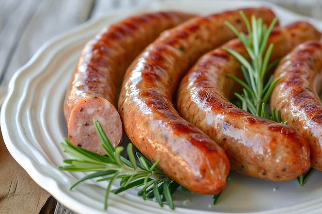 Foto ein teller mit cumberlandwurst, einer art schweinewurst aus der grafschaft cumbria