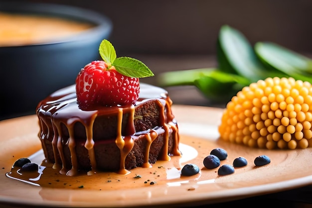 ein Teller mit Desserts, darunter Erdbeeren, Mais und Maiskolben.