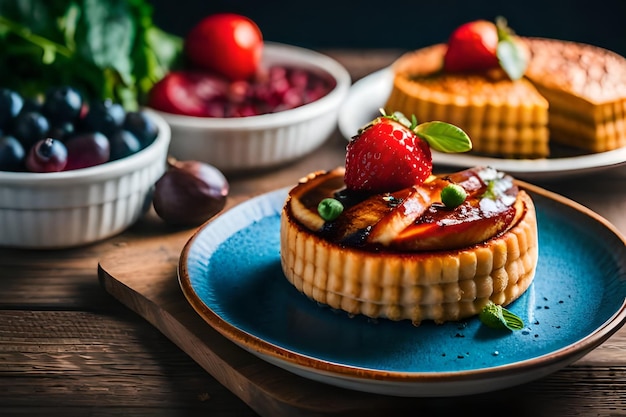 ein Teller mit Erdbeeren und Erdbeeren