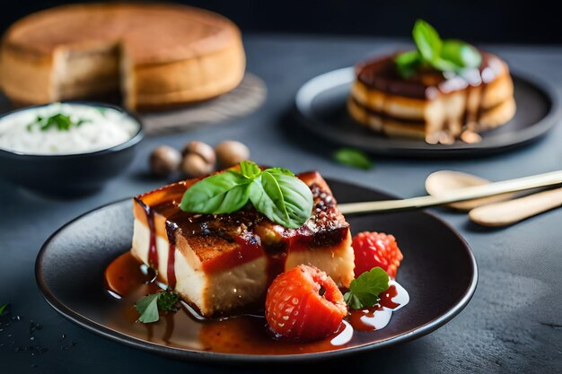 ein Teller mit Erdbeeren und Schokolade