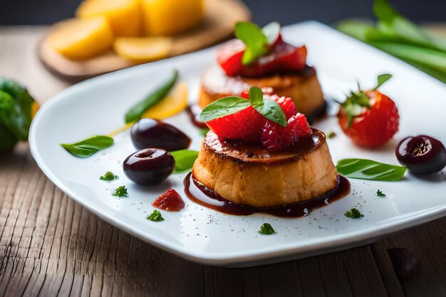 ein Teller mit Erdbeeren und Schokolade