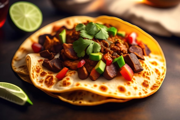 Ein Teller mit Essen, auf dem ein Teller mit Essen steht