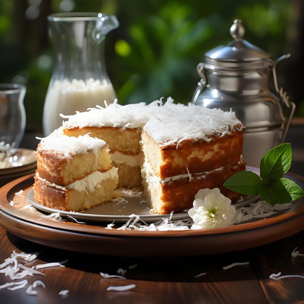 ein Teller mit Essen, einem Glas Milch und einem Teller mit Kuchen