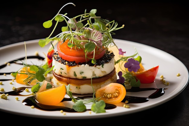 ein Teller mit Essen mit Tomaten und Kräutern