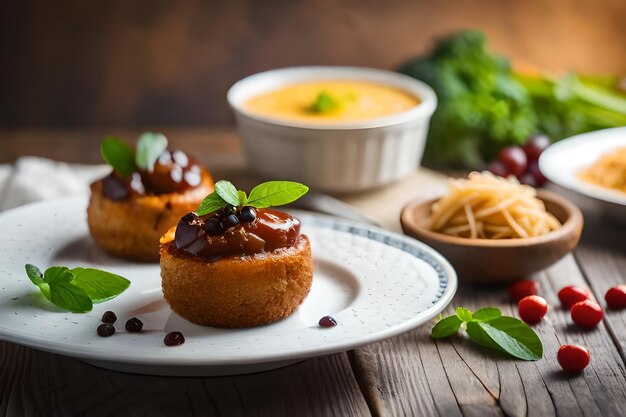 ein Teller mit Essen und ein Haufen Essen darauf