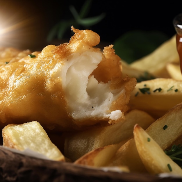 Ein Teller mit Fischstäbchen und Pommes