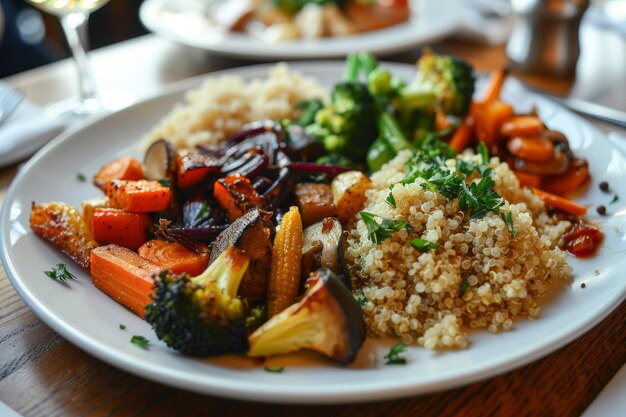 Ein Teller mit Gemüse und Quinoa