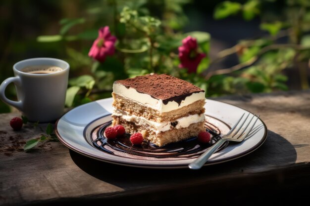 Ein Teller mit italienischem Dessert-Tiramisu, Food-Fotografie