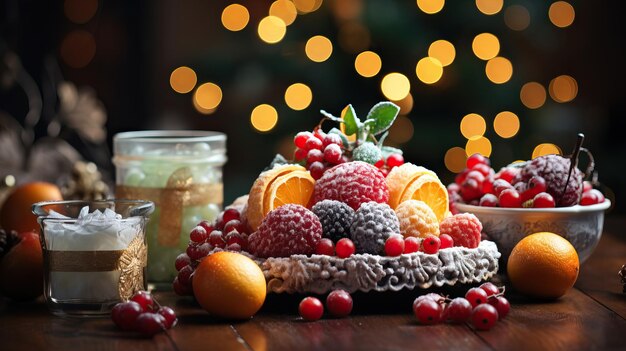 Foto ein teller mit obst und beeren