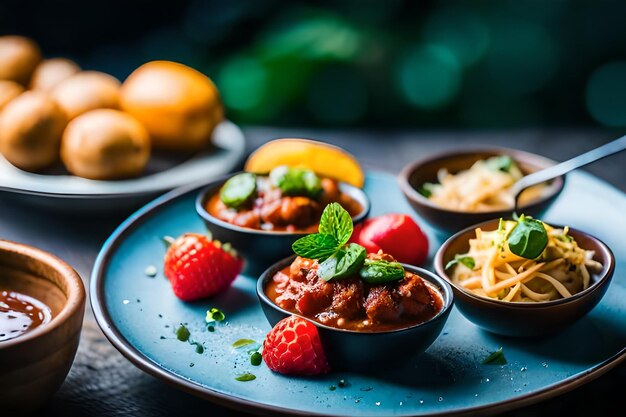 Foto ein teller mit obst und gemüse