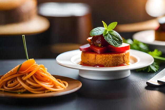 ein Teller mit Obst und Gemüse