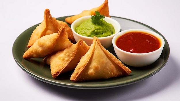 Ein Teller mit Samosas aus Indien Generative KI