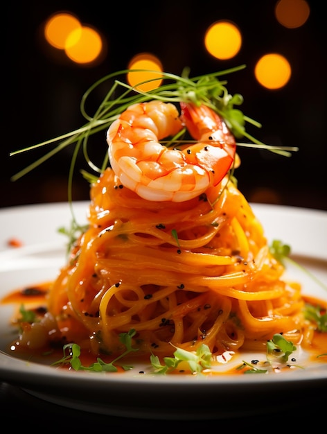 Ein Teller mit Spaghetti-Pasta ist ein realistisches Foto