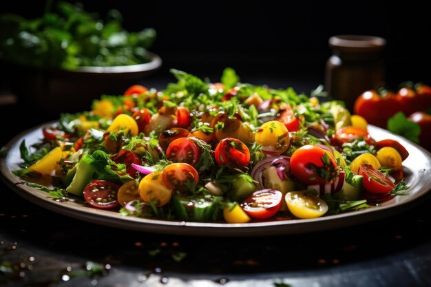 ein Teller mit Tomaten und Gemüse