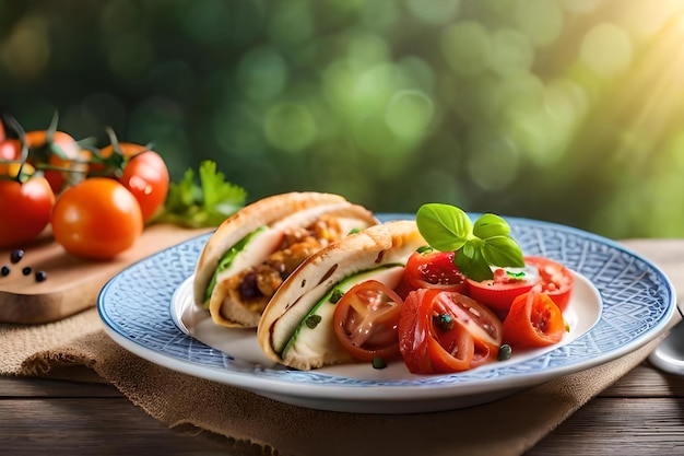 Ein Teller mit Tomaten und Gurken