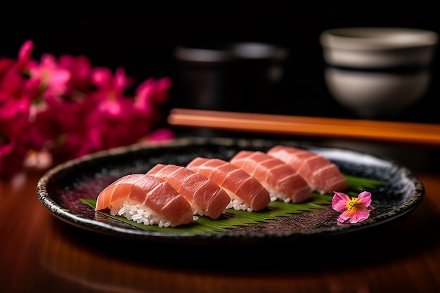 Foto ein teller mit toro nigiri