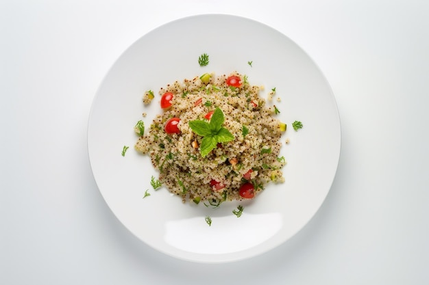 Ein Teller Quinoa und Tomatensalat