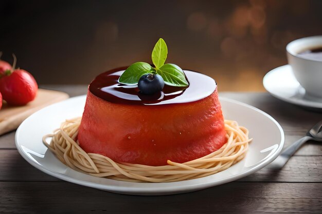 Foto ein teller spaghetti und eine rote soße