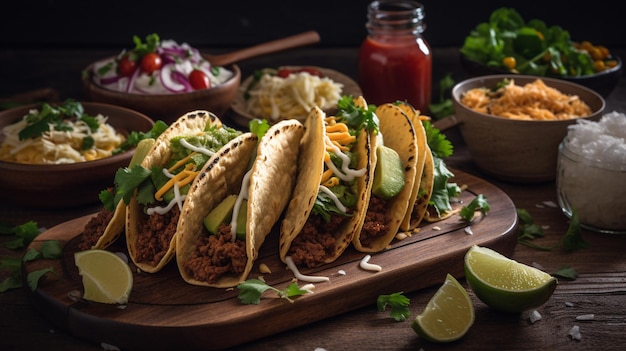 Ein Teller Tacos mit einer Beilage Krautsalat darauf