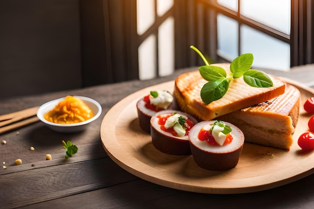 Ein Teller Toast und ein Teller Toast mit Tomatensauce und einer kleinen Schüssel Butter.