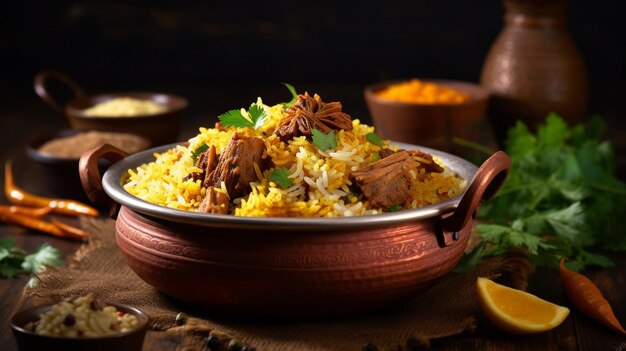 Ein Teller Yammy und köstliche Biryani, gut gekocht mit Gewürzen