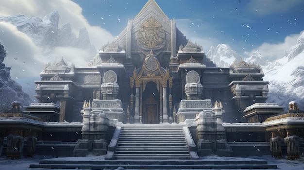 Ein Tempel im Schnee