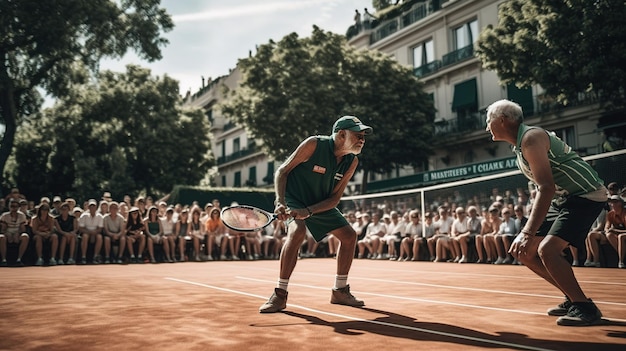 Ein Tennisspieler wartet darauf, dass der Ball serviert wird.