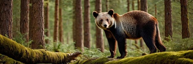 Ein Tier, das im grünen Wald spazieren geht