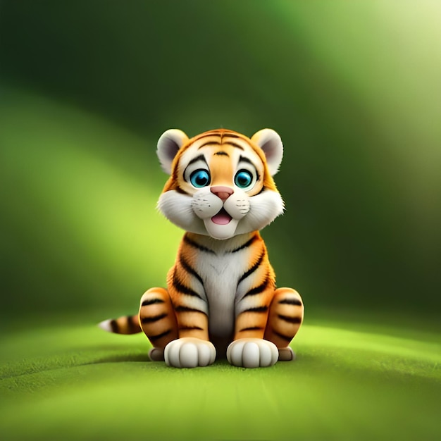 Ein Tiger, der auf einem grünen Blatt sitzt