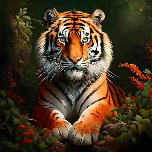 Ein Tiger, der im Dschungel spazieren geht