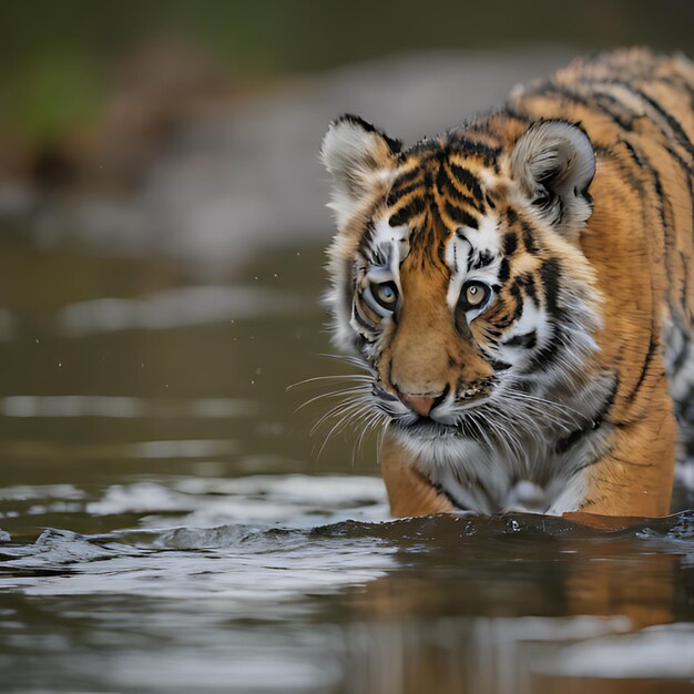 ein Tiger im Wasser schwimmt im Wasser