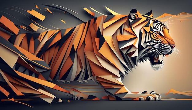 Ein Tiger ist in einem grafischen Stil dargestellt