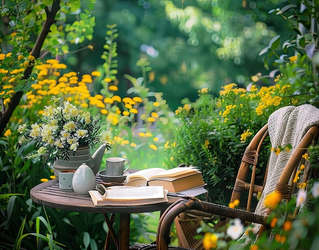 ein Tisch mit Büchern und einem Buch darauf