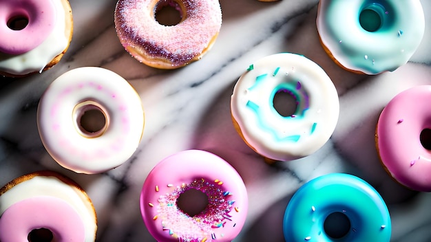 Ein Tisch mit Donuts darauf