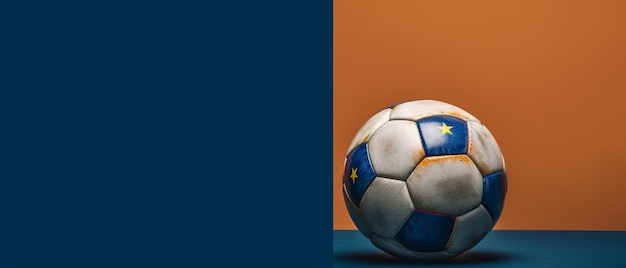 ein Titelbild für den europäischen Fußball im Stil der Produktfotografie