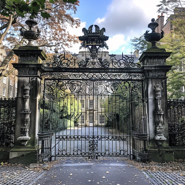 ein Tor, auf dem das Wort "Friedhof" steht