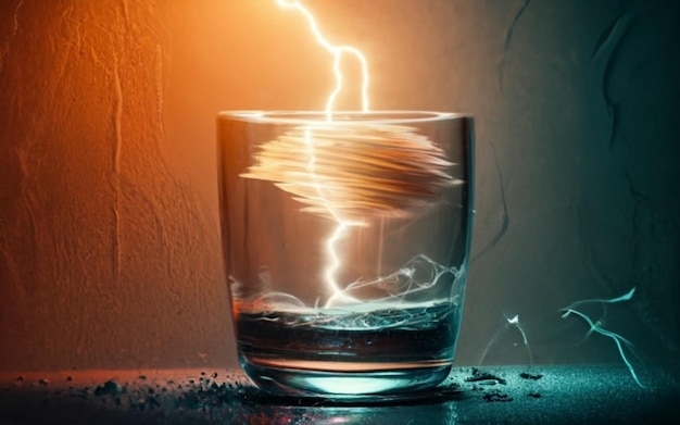 Ein Tornado in einem Glas Wasser Sturm in einem glas Wasser
