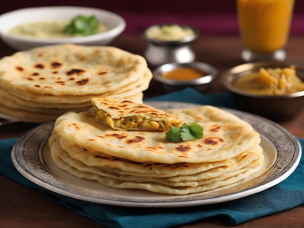 ein Tortilla-Teller mit einer Schüssel Orangensaft und einer Schüssel Orangensaft.