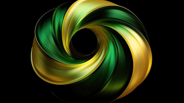 Ein Torus mit einem spiralförmigen Muster in Grün- und Gelbtonen