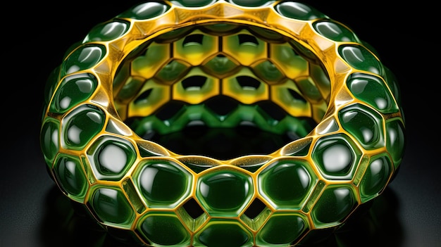 Ein Torus mit sechseckigem Muster in Grün- und Gelbtönen