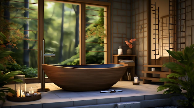Ein traditionelles japanisches Badezimmer