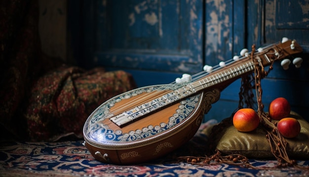 Foto ein traditionelles pakistanisches musikinstrument wie ein sitar oder eine tabla