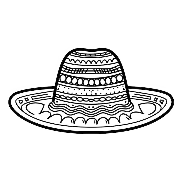 ein traditionelles schwarzes Linework-Tattoo mit einem mexikanischen Sombrero