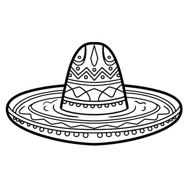 ein traditionelles schwarzes Linework-Tattoo mit einem mexikanischen Sombrero