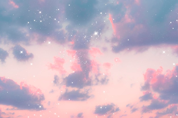 Ein traumhafter pastellfarbener Himmel mit Sternen im Hintergrund