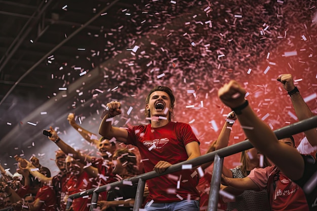 Ein triumphierender Moment in einem vollen Fußballstadion als 1